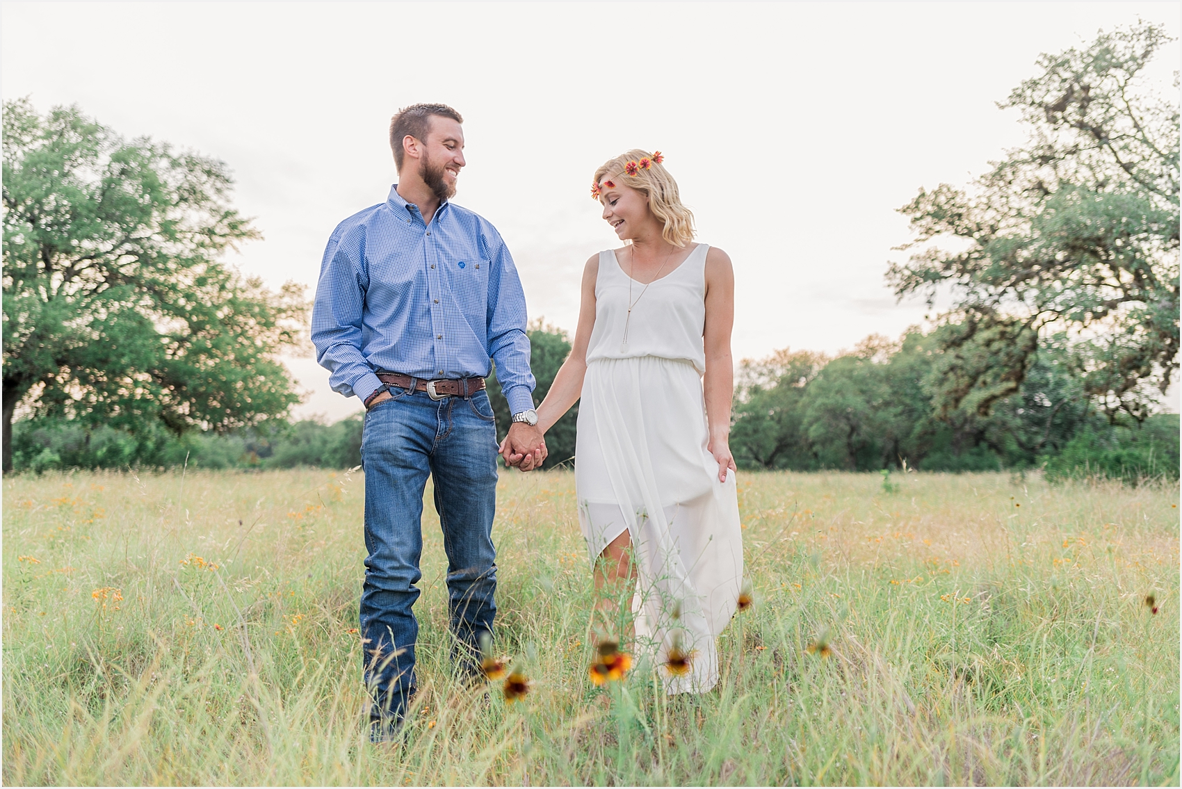 Austin Texas ATX Engagement Session Wedding Photographer Wildflowers Canyon Lake Flower Crown