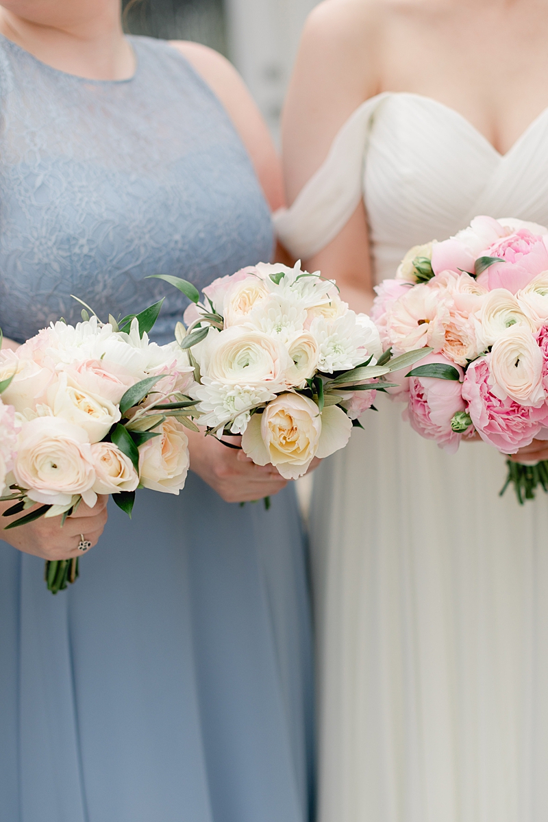Classic bridesmads in Dusty Blue Azazie.com dresses! An elegant Springtime Antebellum Oaks wedding in Austin, Texas is what dreams are made of! Navy and blush accents, cookie cakes, and more!