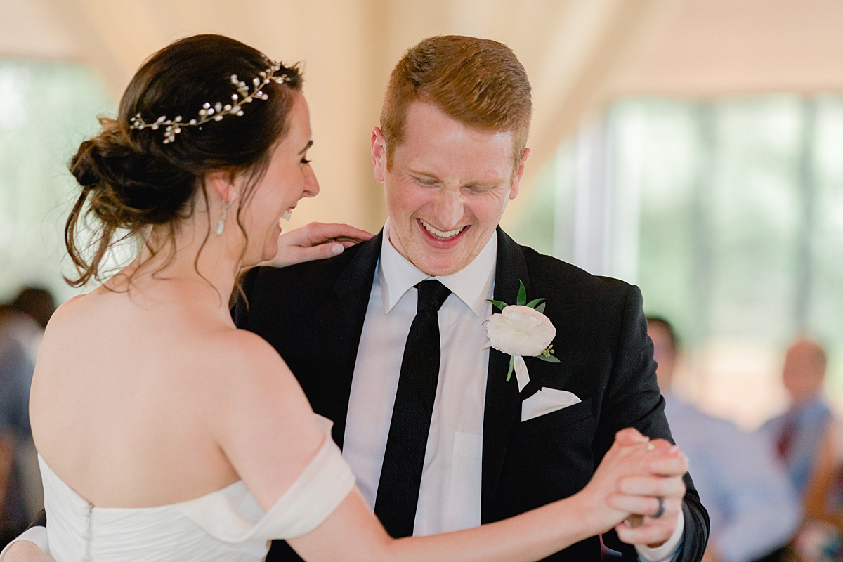 Newlywed entrance and first dance! An elegant Springtime Antebellum Oaks wedding in Austin, Texas is what dreams are made of! Navy and blush accents, cookie cakes, and more!