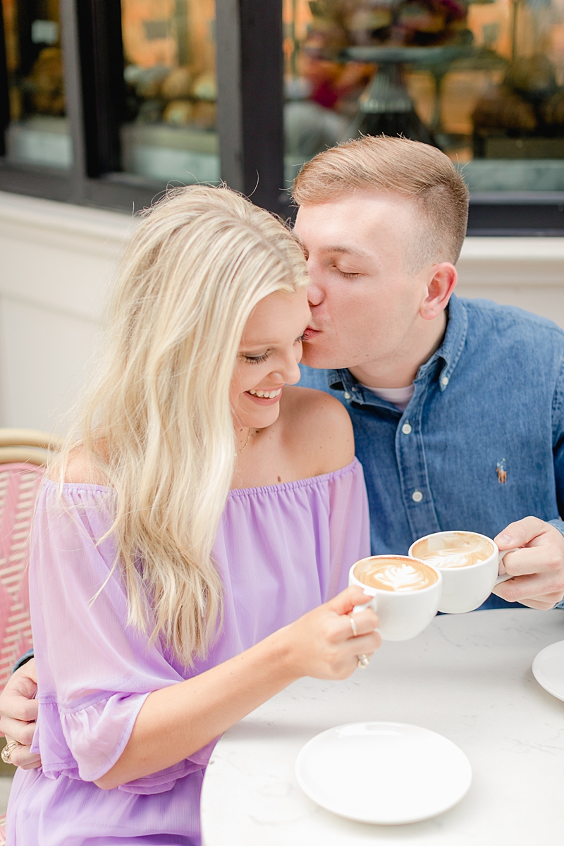 Le Politique latte! This downtown ATX engagement session has a total city feel! We headed to a cute coffee shop & walked across the Congress bridge to get that Austin skyline!