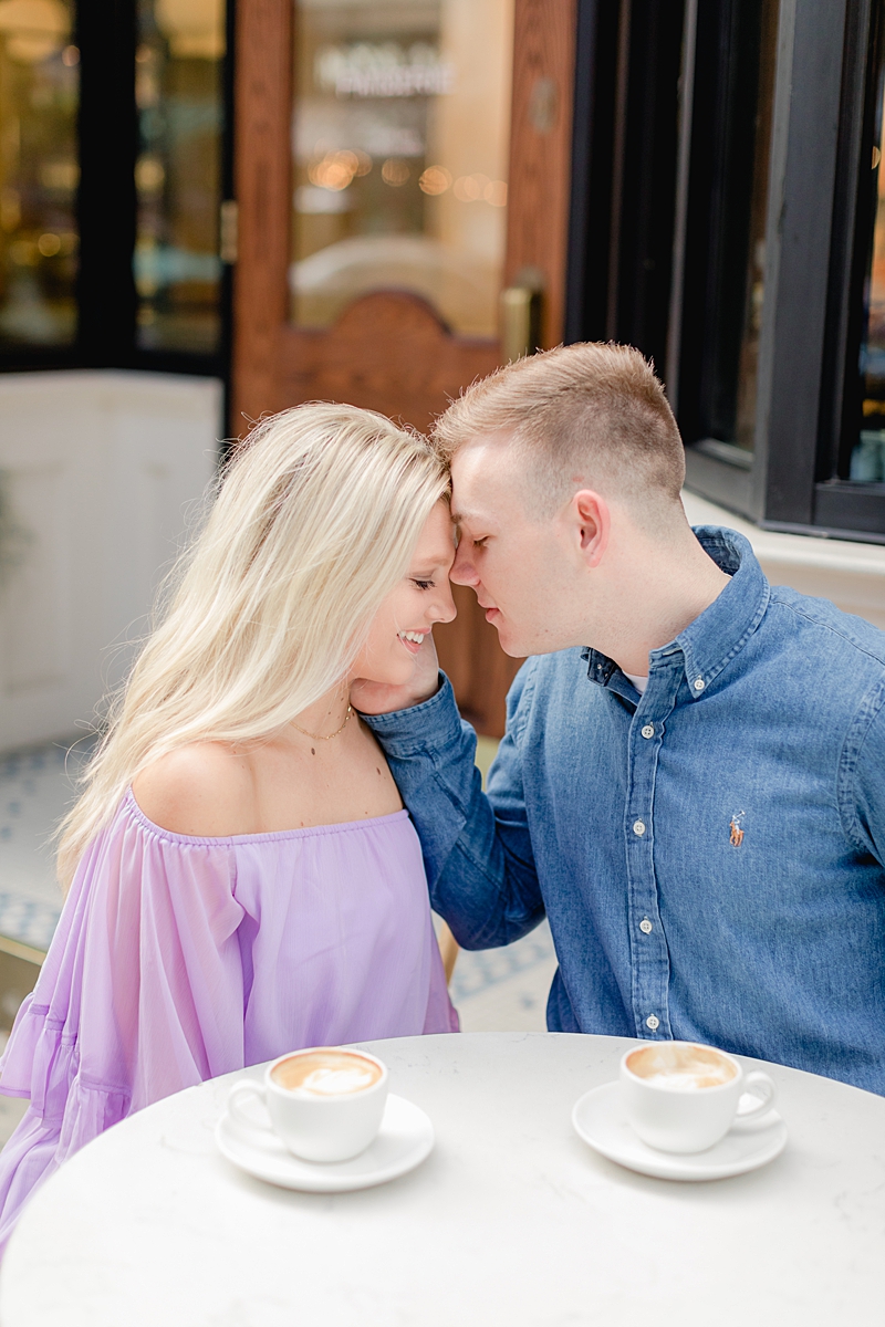 Le Politique latte! This downtown ATX engagement session has a total city feel! We headed to a cute coffee shop & walked across the Congress bridge to get that Austin skyline!