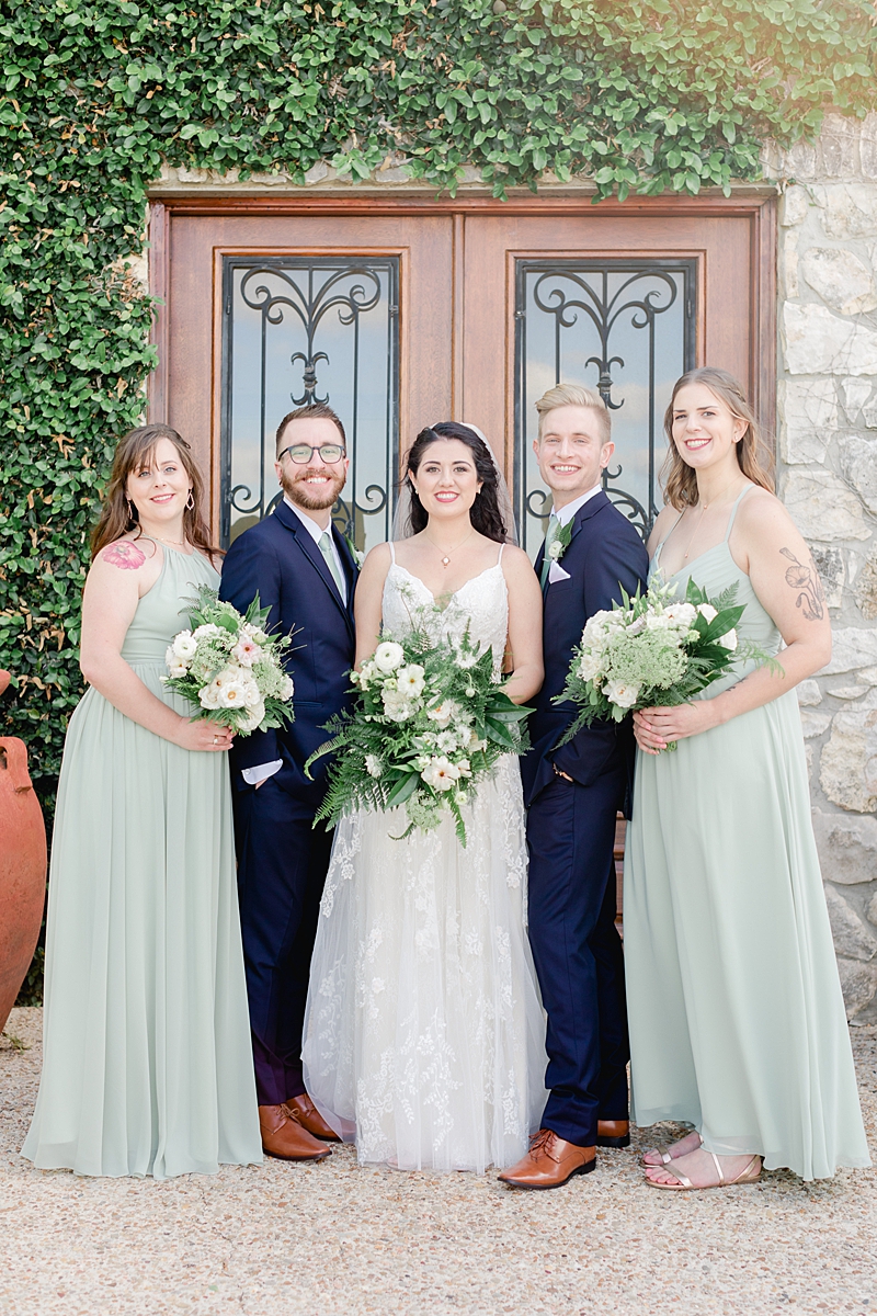 Bridesmaids & bridesmen all at Rancho Mirando, Austin Texas wedding photographer. Click through to see all the beautiful details from this wedding!