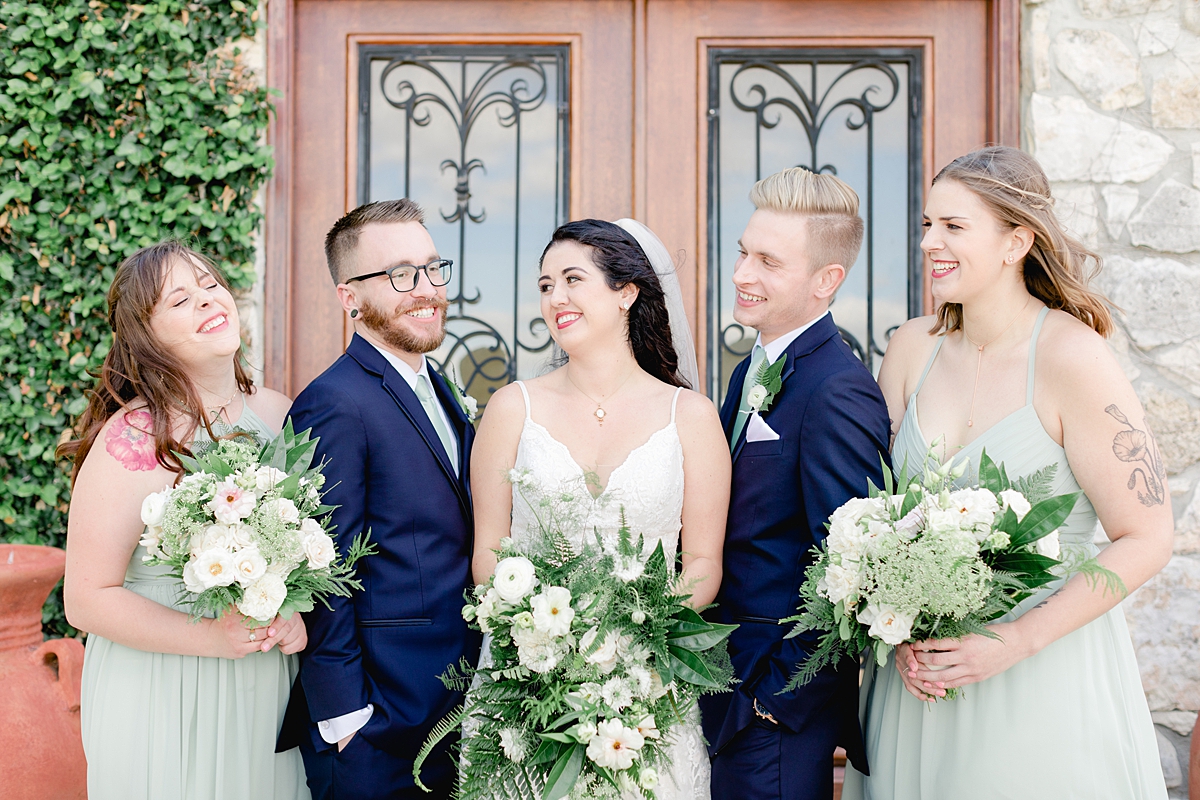 Bridesmaids & bridesmen all at Rancho Mirando, Austin Texas wedding photographer. Click through to see all the beautiful details from this wedding!