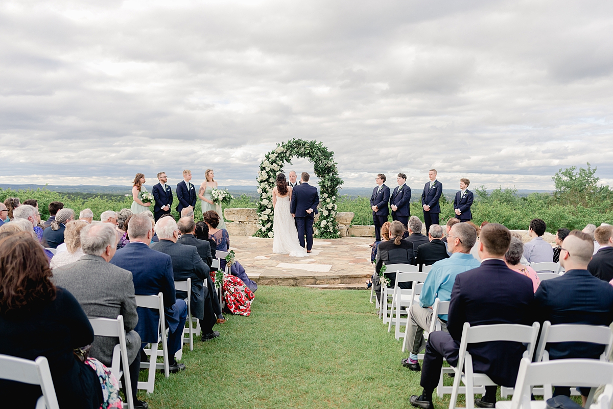 Ceremony site at Rancho Mirando, overlooking the Texas Hill Country! Austin Texas wedding photographer. Click through to see all the beautiful details from this wedding!