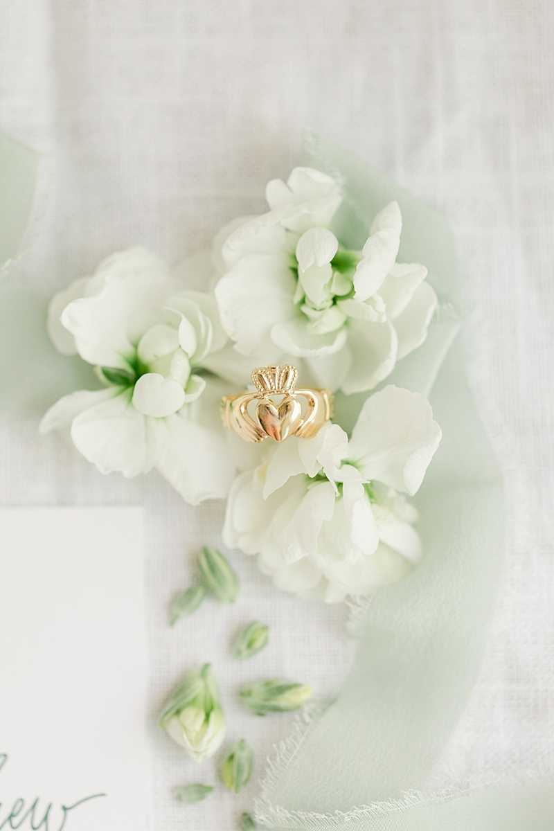 Gold claddagh wedding ring - So many handpicked, thoughtful details here in and around the barn at The Creek Haus. Click through to see the most perfect wedding day! 