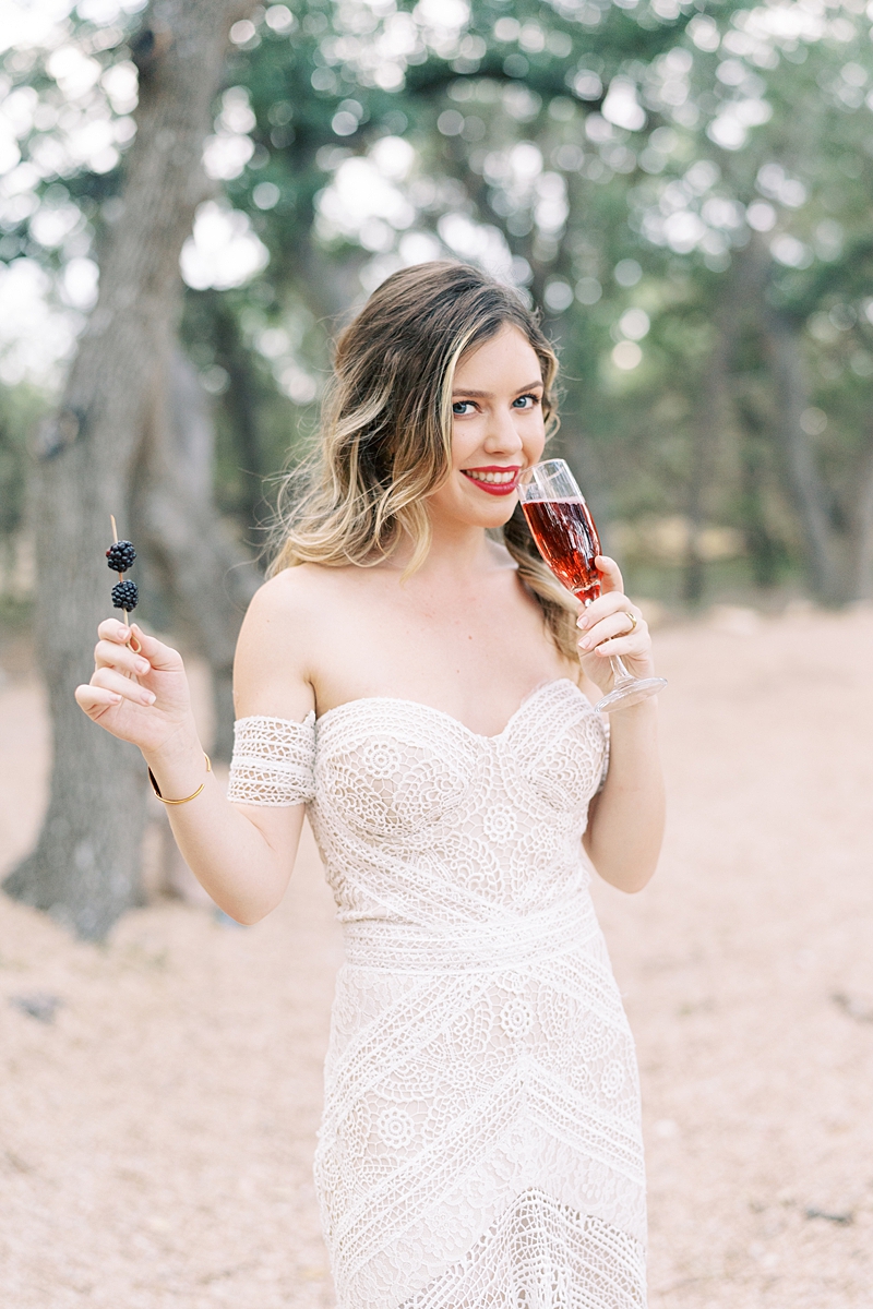 Dress from Unbridaled Austin, drinks by Elevate Bartending, jewelry by On a Limb Creative: Fall wedding inspiration for the Texas Hill Country, with a fall color pallet too. Lucky Arrow Retreat is the coolest venue in Dripping Springs, TX!