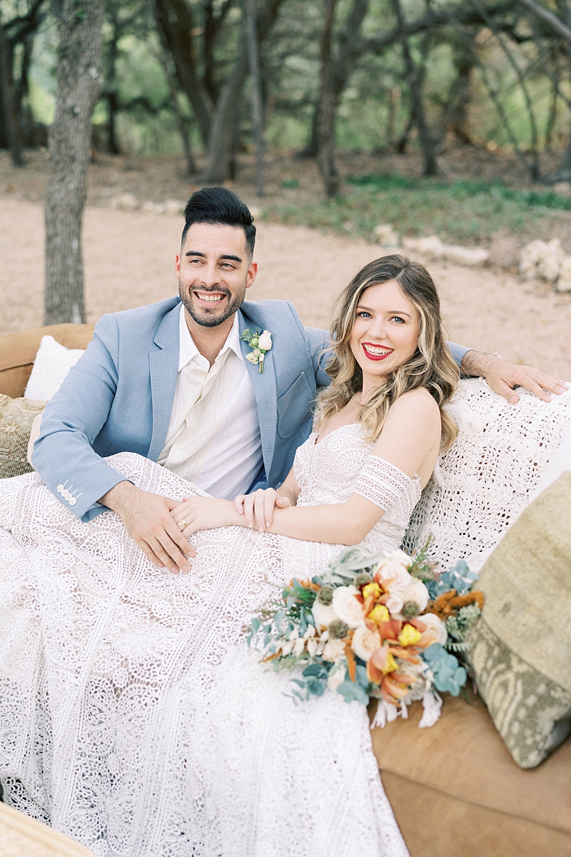 Rentals from Birch and Brass, dress from Unbridaled Austin, florals by Wish and Whimsy Floral: Fall wedding inspiration for the Texas Hill Country, with a fall color pallet too. Lucky Arrow Retreat is the coolest venue in Dripping Springs, TX!