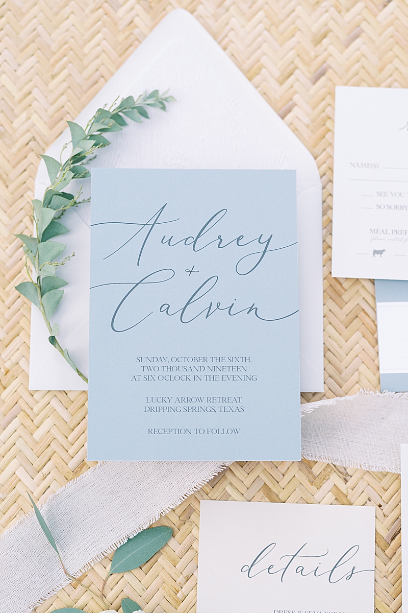 Invites by Owl & Envelope: Fall wedding inspiration for the Texas Hill Country, with a fall color pallet too. Lucky Arrow Retreat is the coolest venue in Dripping Springs, TX!