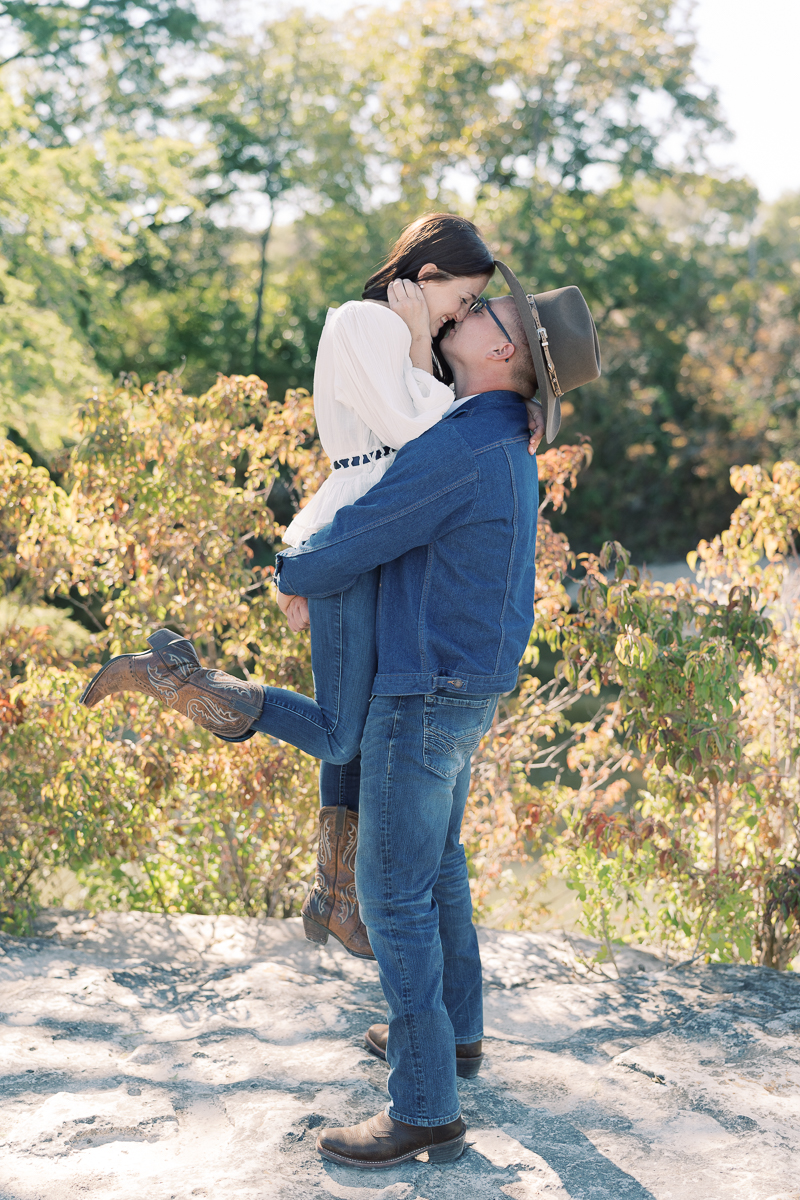 This is the cutest fall McKinney Falls engagement session you will ever see! Amanda and Austin are couple goals, and their session outfits are so perfect!