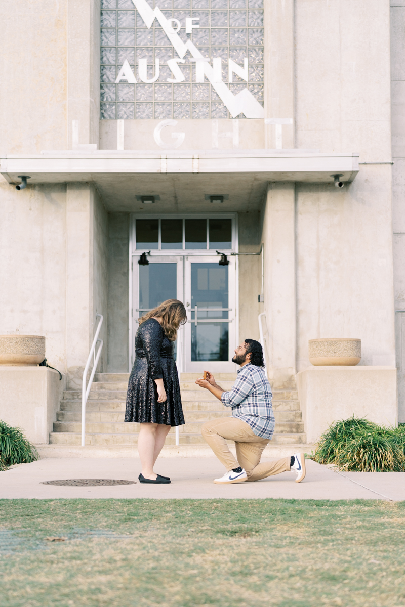 He got down on one knee at Seaholm downtown & popped the question with the most beautiful sparkly ring from Brilliant Earth! You have to see this proposal!!
