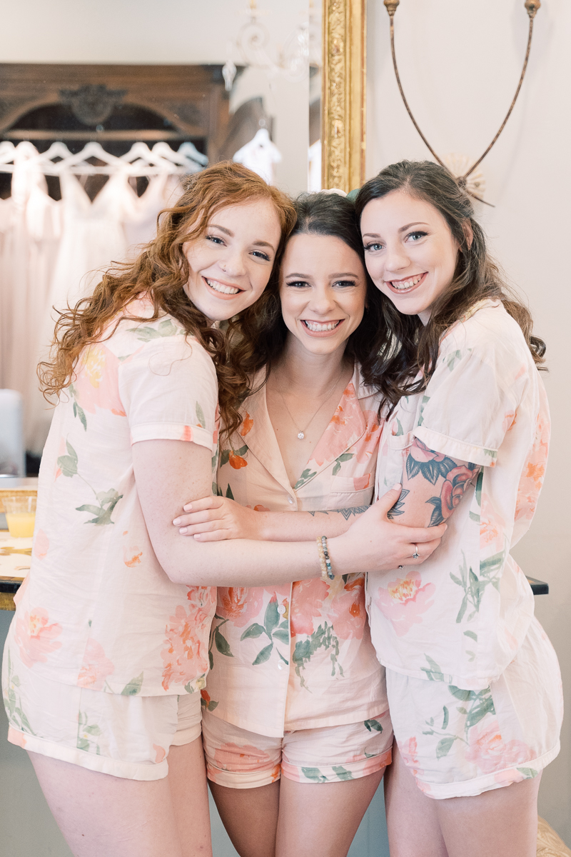 Pretty Plum Sugar pjs - the best around! This blush and eucalyptus wedding at Camp Lucy is defined by two things: SO MANY Office references for the die hard fans, and the cutest couple in town!