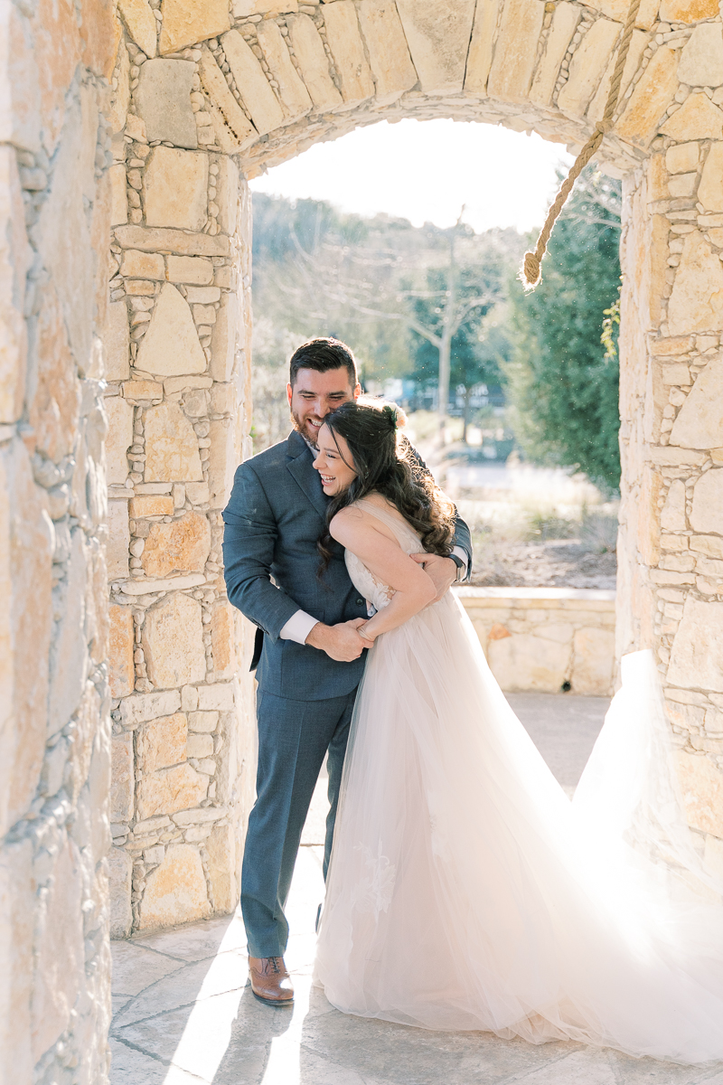 This blush and eucalyptus wedding at Camp Lucy is defined by two things: SO MANY Office references for the die hard fans, and the cutest couple in town!