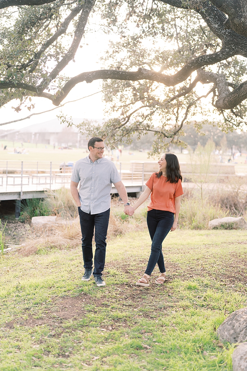 Megan & Trey's downtown Austin Engagement Session is half cute bar/drinks vibe, half nature/relaxed setting and all parts ADORABLE!!