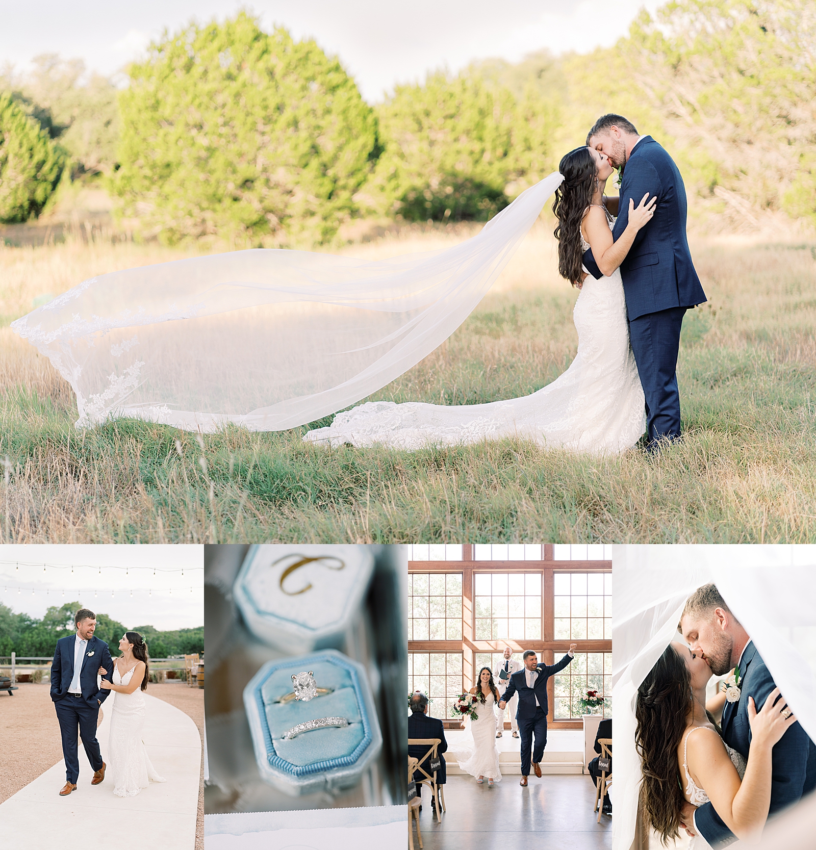 This navy, light gray, with pops of burgundy wedding day is some serious color palette inspo! In Dripping Springs, Texas at Saddle Creek Weddings, this day was full of elegance, fun and thoughtful details. Click through to see all the pretty! #weddingdayinspiration #dustybluewedding #austintexaswedding #hillcountrywedding