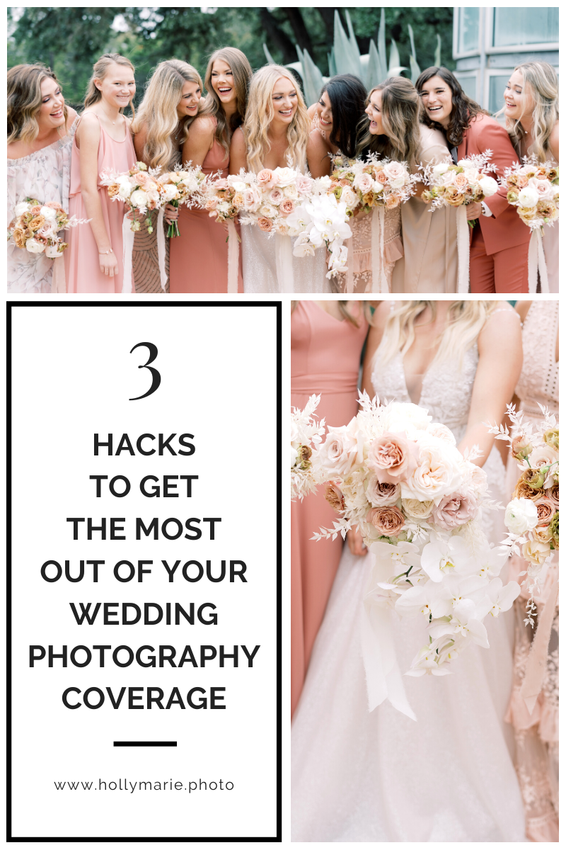 For you, your Wedding Day is all day long. But for your photographer, it only lasts for our allotted coverage time. So how can you fit all of the memories you want in those 8 hours?? Here are my top 3 hacks to get the most out of your photo coverage! #weddingplanning #weddingtimeline #weddingphotography