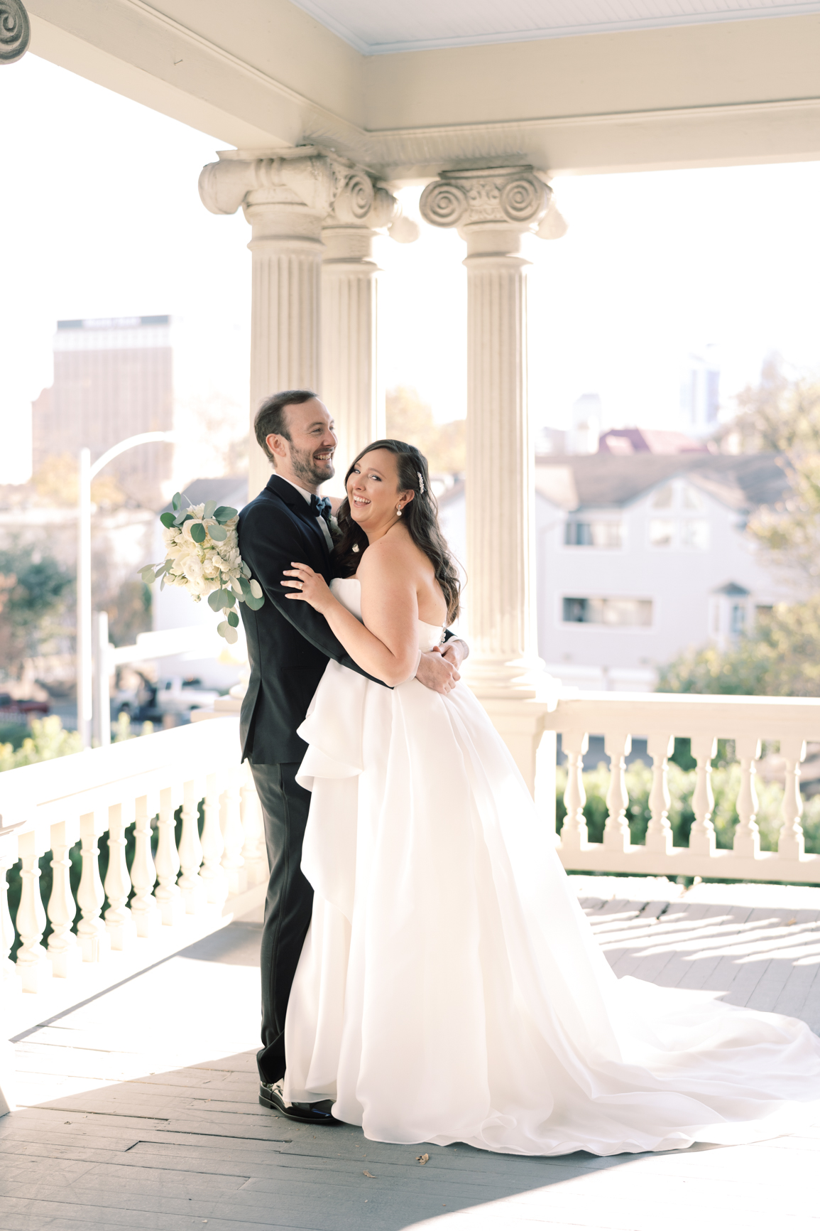 Gorgeous December wedding at Hotel Ella in downtown Austin, TX! Katelyn and Sean brought their dog Huck along as their best pup, had champagne served from a trailer they built themselves! 