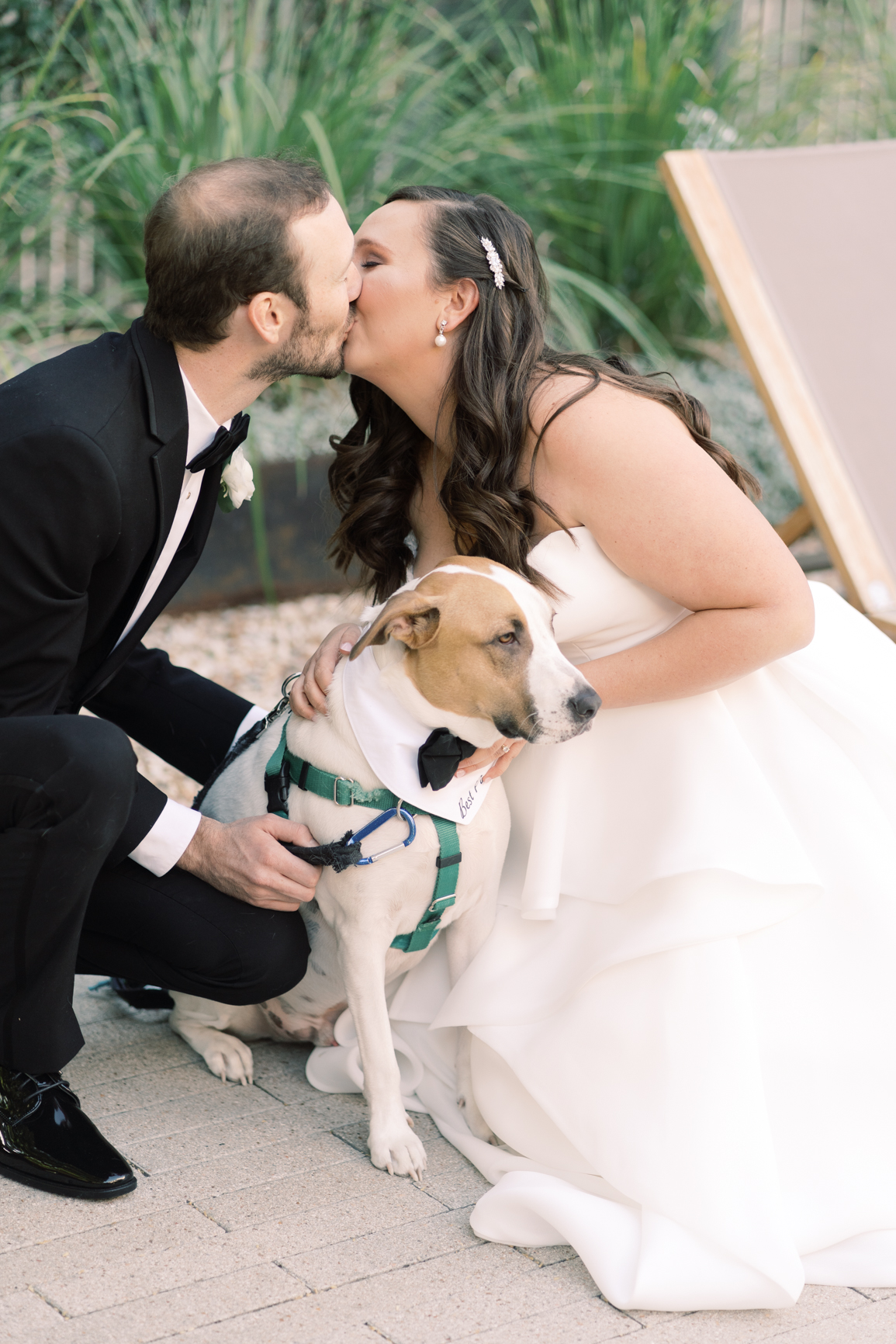 Gorgeous December wedding at Hotel Ella in downtown Austin, TX! Katelyn and Sean brought their dog Huck along as their best pup, had champagne served from a trailer they built themselves! 