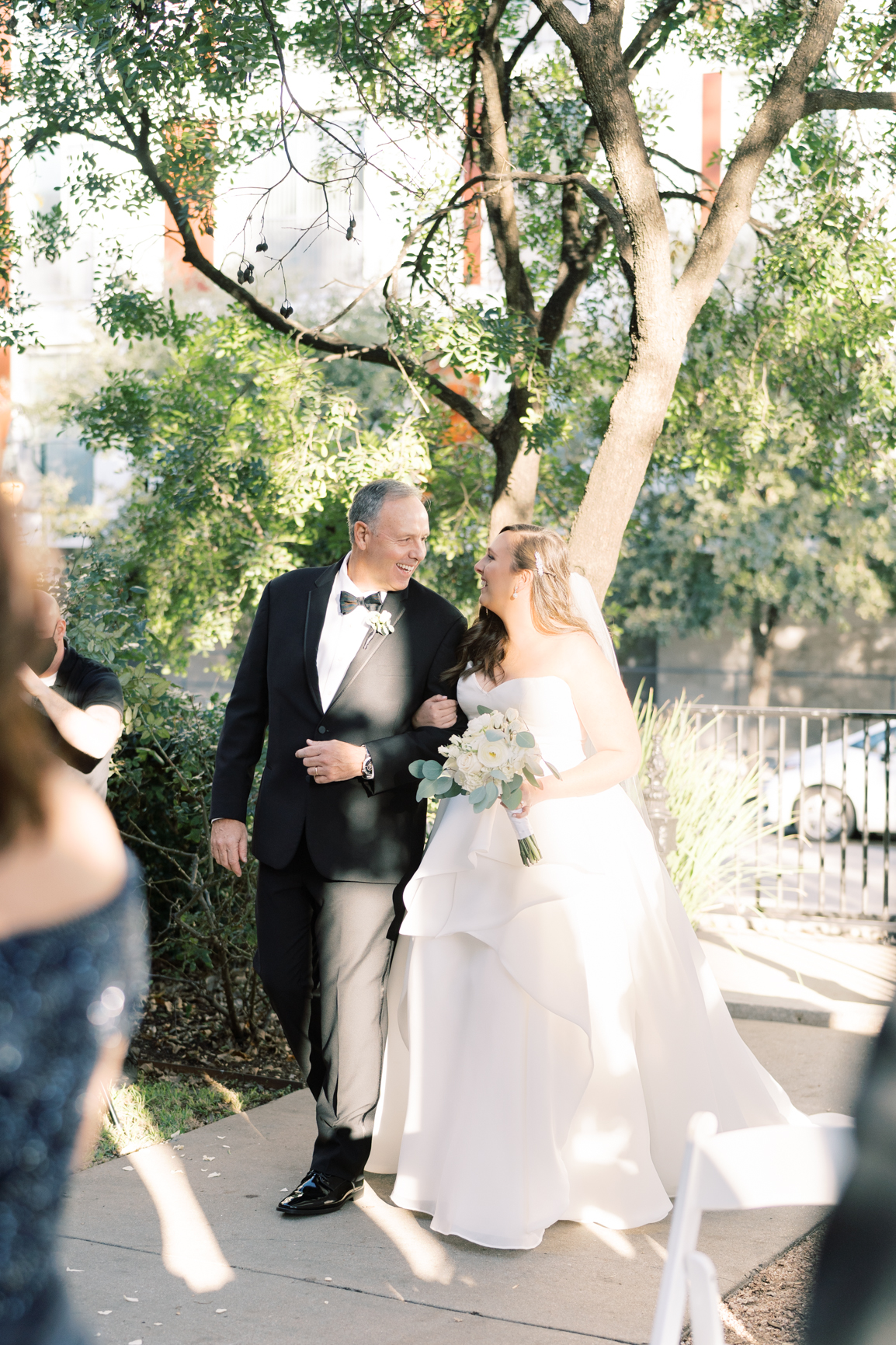 Gorgeous December wedding at Hotel Ella in downtown Austin, TX! Katelyn and Sean brought their dog Huck along as their best pup, had champagne served from a trailer they built themselves! 