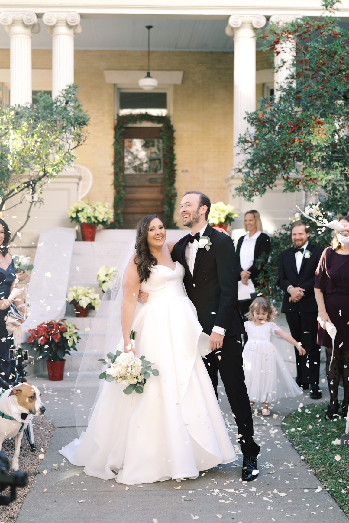 Gorgeous December wedding at Hotel Ella in downtown Austin, TX! Katelyn and Sean brought their dog Huck along as their best pup, had champagne served from a trailer they built themselves! 