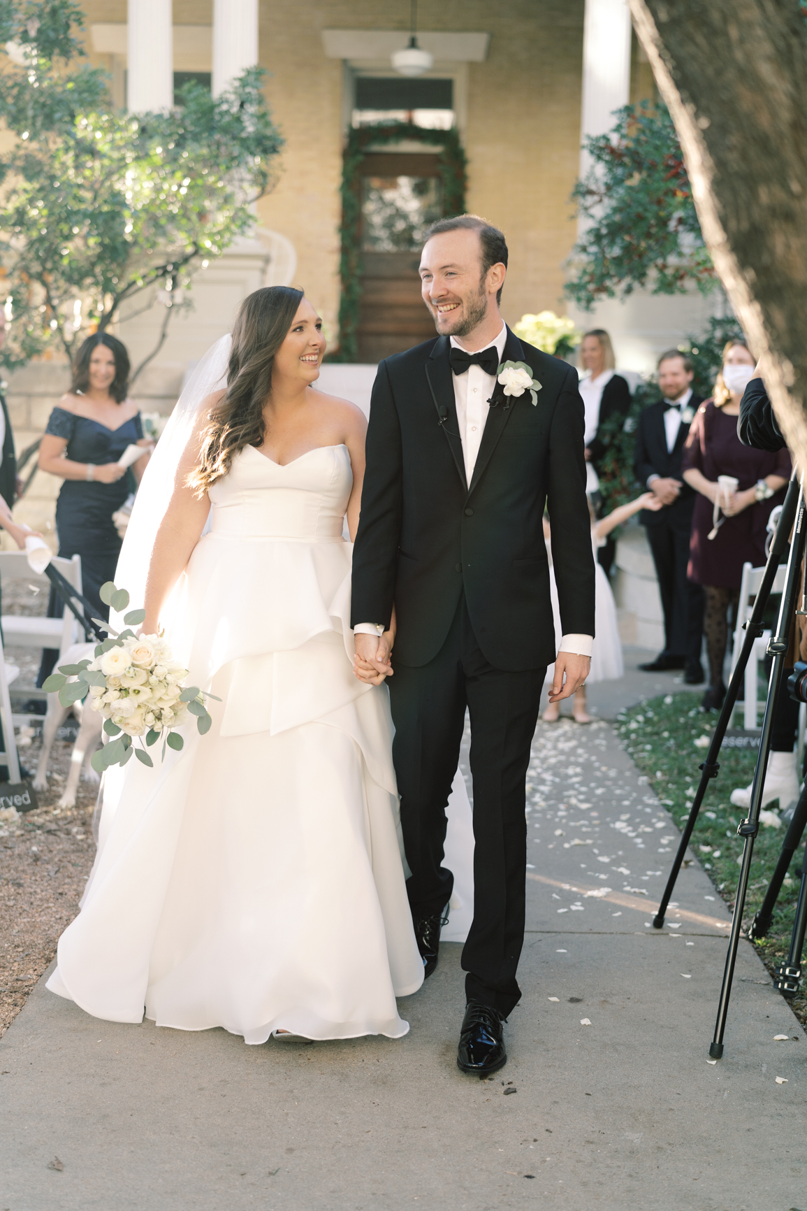 Gorgeous December wedding at Hotel Ella in downtown Austin, TX! Katelyn and Sean brought their dog Huck along as their best pup, had champagne served from a trailer they built themselves! 