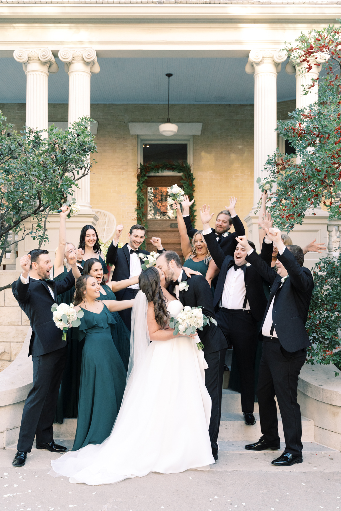 Gorgeous December wedding at Hotel Ella in downtown Austin, TX! Katelyn and Sean brought their dog Huck along as their best pup, had champagne served from a trailer they built themselves! 