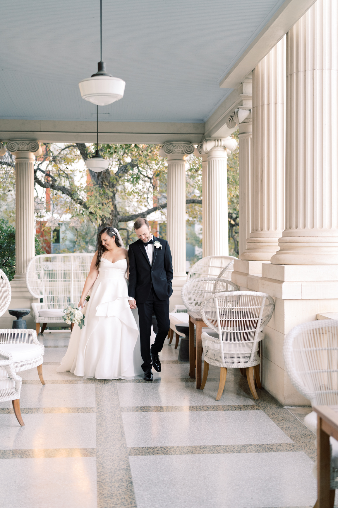 Gorgeous December wedding at Hotel Ella in downtown Austin, TX! Katelyn and Sean brought their dog Huck along as their best pup, had champagne served from a trailer they built themselves! 