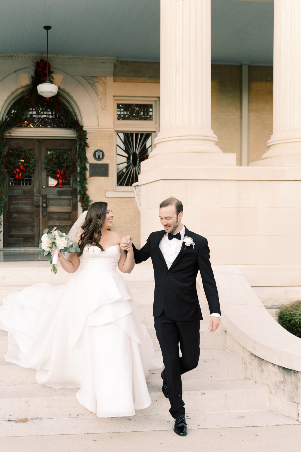 Gorgeous December wedding at Hotel Ella in downtown Austin, TX! Katelyn and Sean brought their dog Huck along as their best pup, had champagne served from a trailer they built themselves! 