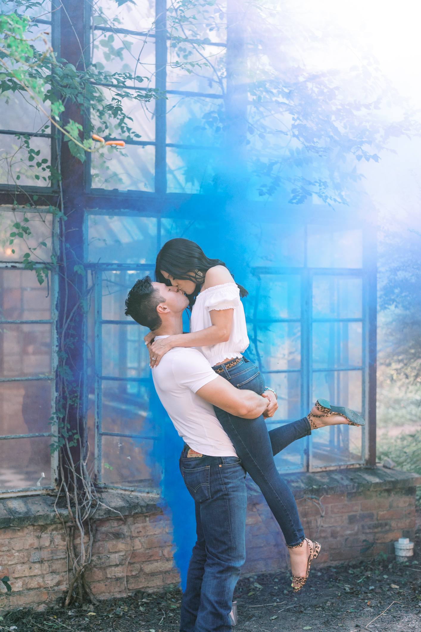 Just wait til you see all the magic when we broke out the smoke bombs! Sekrit Theater is the perfect place for a unique and cool engagement session in Austin Texas! 