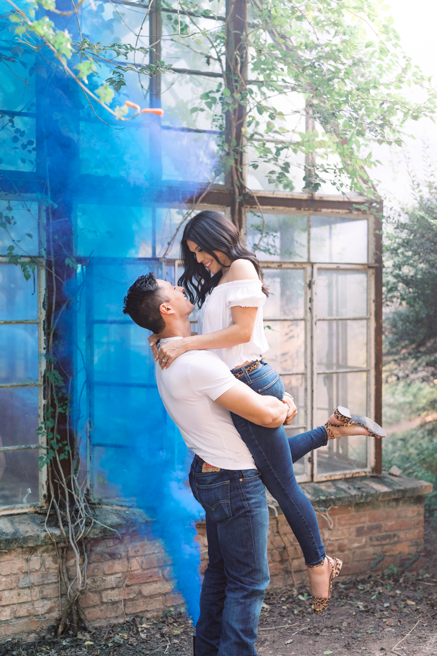 Just wait til you see all the magic when we broke out the smoke bombs! Sekrit Theater is the perfect place for a unique and cool engagement session in Austin Texas! 